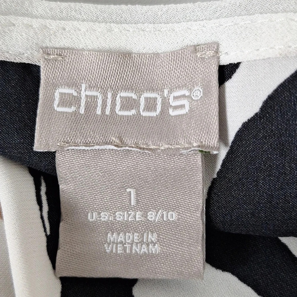 Chico's Multicolor Retro Artistic Stripes Satin V-Neck Blouse Size 8/10 - Picture 8 of 9